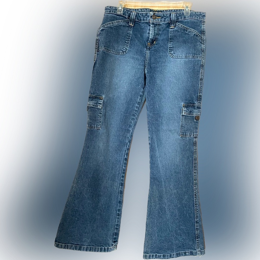 *VINTAGE from 2000* l.e.i. jeans cargo low rise flare denim size 11 junior